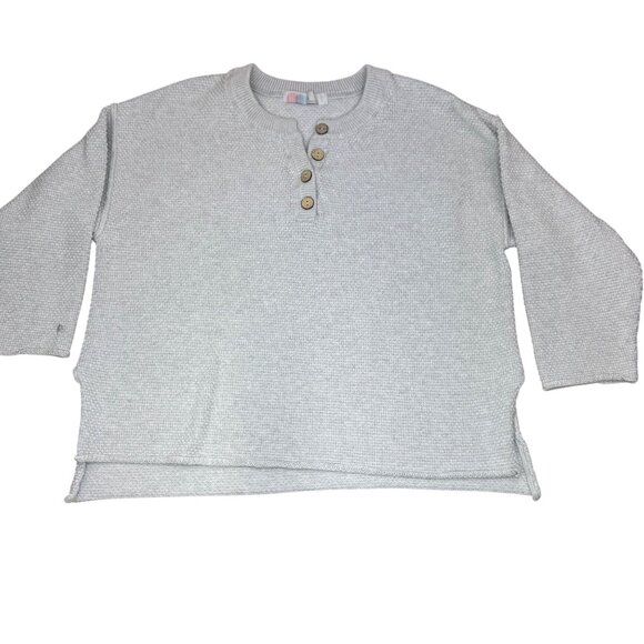 Free People Beach Hailee Heather Light Gray Waffle Knit Set Women's size Lg - Picture 2 of 14